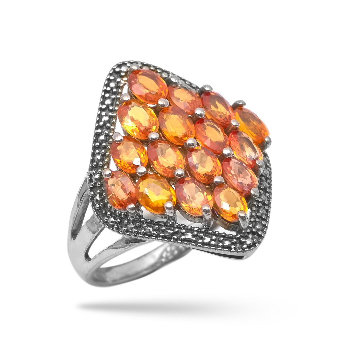 Bague saphir orange argent Eleos